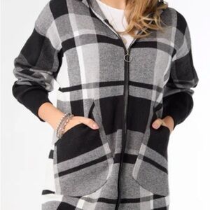 Coco + Carmen Black and Gray Checkered Jacket/Cardigan